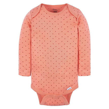 Gerber Baby Girls' 6-Pack Long-Sleeve Onesies Bodysuits, Leaves, 0-3 Months