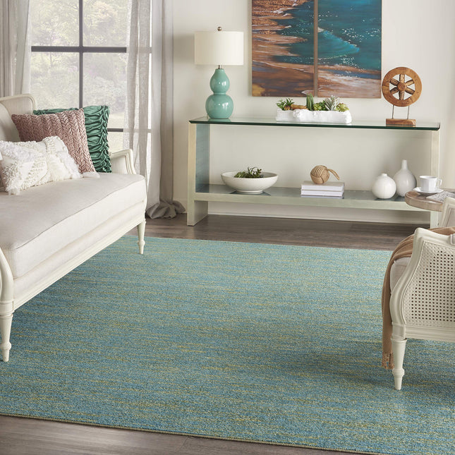 Nourison Essentials Indoor/Outdoor Blue Green 9' x