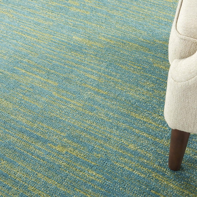 Nourison Essentials 7' x Square Blue Green Fabric Outdoor Area Rug (7' Square)