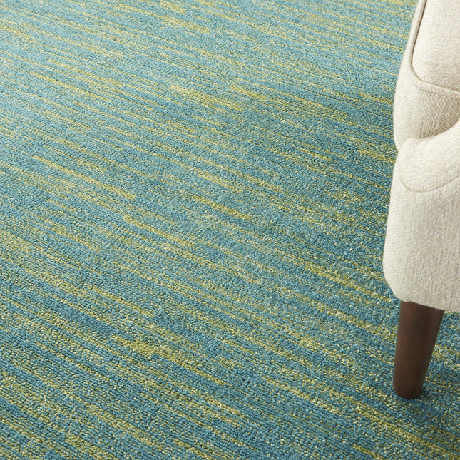 Nourison Essentials 7' x Square Blue Green Fabric Outdoor Area Rug (7' Square)