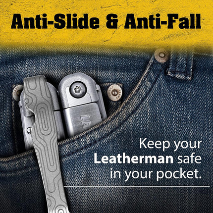 Donk! Pocket Clip for Leatherman Wave, Wave Plus+, Alpha, Surge & Charge AL, ALX, Ti, XTi - Titanium TC4 - Custom Designs - Quick Release - Extra Carry Options 'Norwegian Wood’