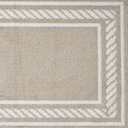 Nautica – Runner Rug 2 Piece Set | Indoor Runners for Hallways and Entry Rugs| Non-Skid Entry and Kitchen Door Mat| Machine Washable Carpet Rugs | 2'2" x 3'9" and 2'2" x 5' | Rope Border Beige