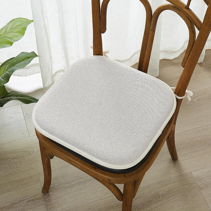 Elegant Comfort 4 Pack Chair Cushion Covers - Skid-Proof Rubber Backing - 16 x 16 Inch - Thick Dining Square Shape Seat Covers - Comfortable Textured Chair Pads with Ties - Thatch Pattern, Cream