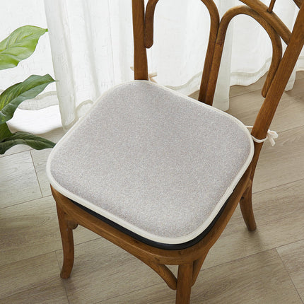 Elegant Comfort 4 Pack Chair Cushion Covers - Skid-Proof Rubber Backing - 16 x 16 Inch - Thick Dining Square Shape Seat Covers - Comfortable Textured Chair Pads with Ties - Thatch Pattern, Cream