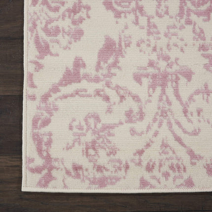 Nourison JUB09 Jubilant Vintage Damask Ivory/Pink Area Rug Runner 2'3" x 7'3", 2'x7',