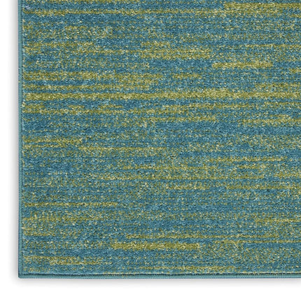 Nourison Essentials Indoor/Outdoor Blue Green 2'2" x 7'6" Area Rug, Easy Cleaning, Non Shedding, Bed Room, Living Room, Dining Room, Backyard, Deck, Patio (2x8)