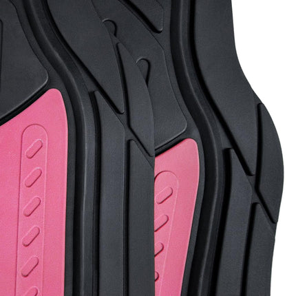 FH Group Automotive Floor Mats - Heavy-Duty Monster Eye Rubber for Cars, Universal Fit Full Set, Climaproof Mats, Trimmable Most Sedan, SUV, Truck Pink