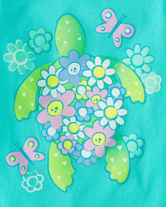 The Children's Place Baby Girls' and Toddler Assorted Everyday Short Sleeve Graphic T-Shirts,multipacks, Turtle/Dino/Daddys Sunshine, 4T