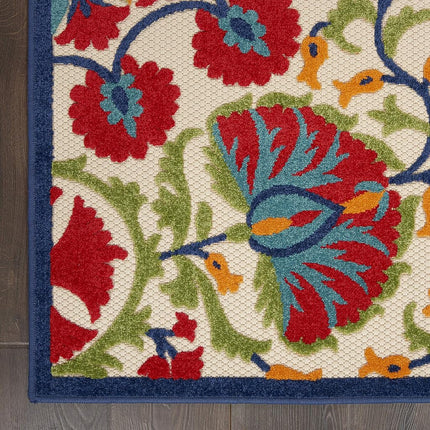 Alfombra de área Nourison Aloha para interior/exterior rojo/múltiple de 0.6 m x 1.8 m, fácil de limpiar, no suelta pelo, para dormitorio, sala de estar, comedor, terraza, patio trasero, patio (0.6x1.8)