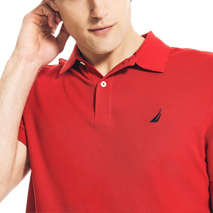 Nautica Men's Classic Short Sleeve Solid Performance Deck Polo Shirt, Nautica Red, XXL