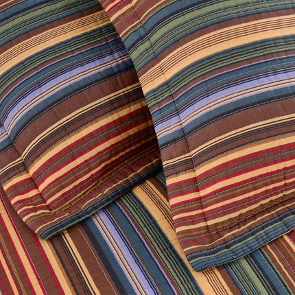 Chezmoi Collection Avery 3-Piece Multi-Color Striped 100% Washed Cotton Quilt Set King Size