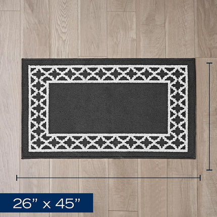 Nautica – Runner Rug | Indoor Runners for Hallways and Entry Rugs| Non-Slip and Non-Skid Entry and Kitchen Door Mat| Machine Washable Entryway Carpet Rugs | 2'2" x 3'9" | Trellis Black