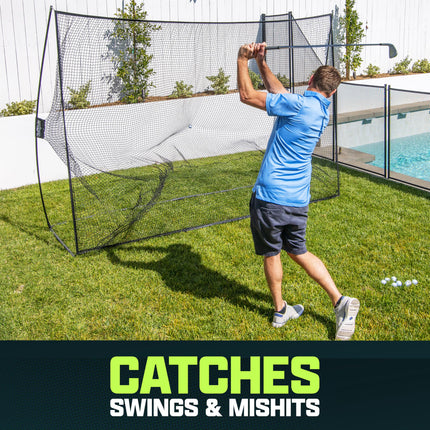 GoSports Red de golf de 3 m x 2,1 m para practicar golpes - Campo de prácticas personal para uso en interiores o exteriores - Negro