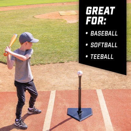 GoSports Jr. Baseball & Softball Batting Tee - Adjustable Rubber Hitting Tee for All Leagues and Skill Levels