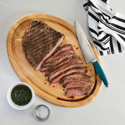 Rachael Ray Pantryware Wooden Cutting Board/Wooden Serving Board, Oval - 14 Inch, Brown