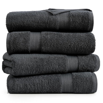 LANE LINEN 4 Pack Bath Towel Sets for Bathroom - 100% Cotton Bathroom Towels, Ultra Soft Cotton Towels, Quick Dry Bath Towels for Bathroom, Premium Spa Quality Bath Towel Set (28" x 54") - Black