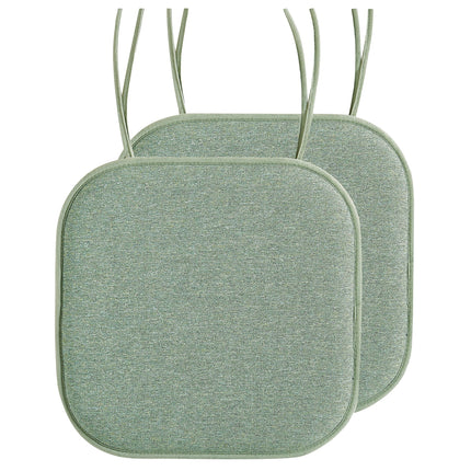 Elegant Comfort 2 Pack Chair Cushion Covers - Skid-Proof Rubber Backing - 16 x 16 Inch - Thick Dining Square Shape Seat Covers - Comfortable Textured Chair Pads with Ties - Thatch Pattern, Sage