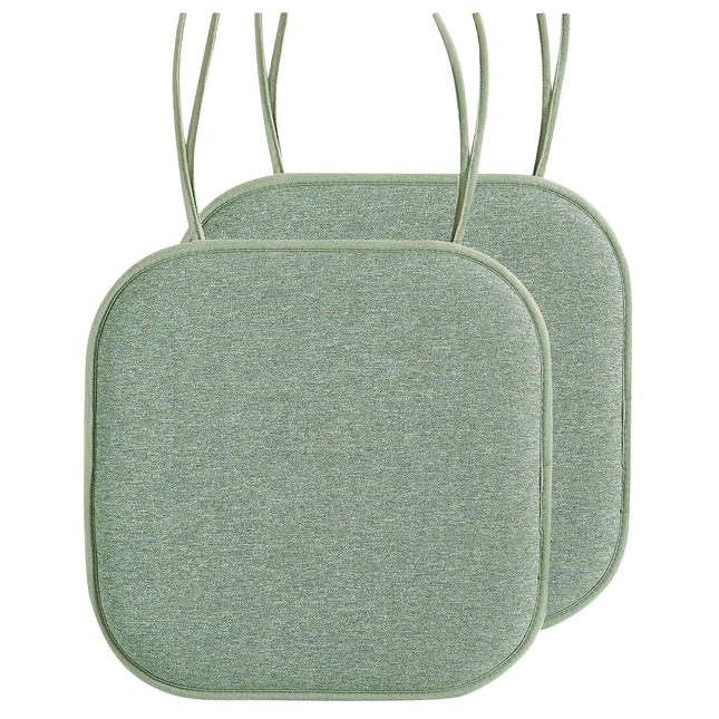 Elegant Comfort 2 Pack Chair Cushion Covers - Skid-Proof Rubber Backing - 16 x 16 Inch - Thick Dining Square Shape Seat Covers - Comfortable Textured Chair Pads with Ties - Thatch Pattern, Sage
