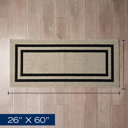 Nautica – Runner Rug | Indoor Runners for Hallways and Entry Rugs| Non-Slip and Non-Skid Entry and Kitchen Door Mat| Machine Washable Entryway Carpet Rugs | 2'2" x 5' | Double Border Natural Twist