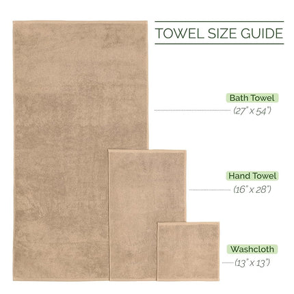 Elegant Comfort Juego de toallas de lujo de 6 piezas con rayas de viscosa de 4 líneas - 100% algodón turco, toallas de baño de lujo altamente absorbentes - Incluye 2 toallitas, 2 toallas de mano y 2 toallas de baño, color topo