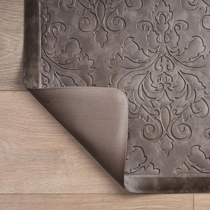 Chef Gear - Anti-Fatigue Wellness Kitchen Mat - Marni Design - Cushioned Comfort Chef Mat - Faux Leather - Cooking & Standing Relief -Skid-Resistant - Measures 17.5"x60" - Mocha