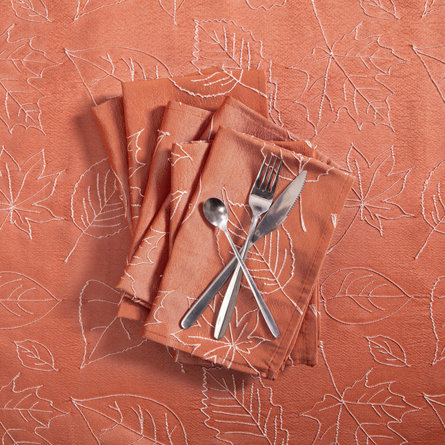 Laura Ashley Napkins Raised Woven Embroidered Jacquard Fabric, Wrinkle Resistant for Dining, Holiday, Party, Wedding or Banquet, Set of 6 Napkins, Maple Spice