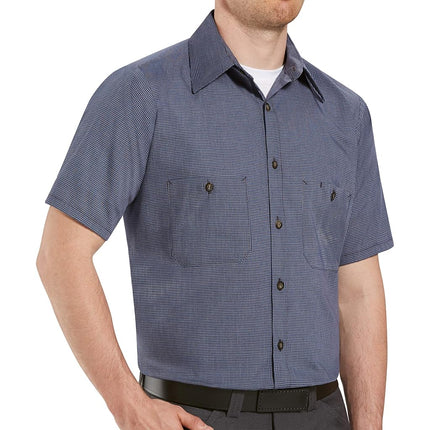 Red Kap Men's Micro-Check Uniform Shirt, Blue/Char