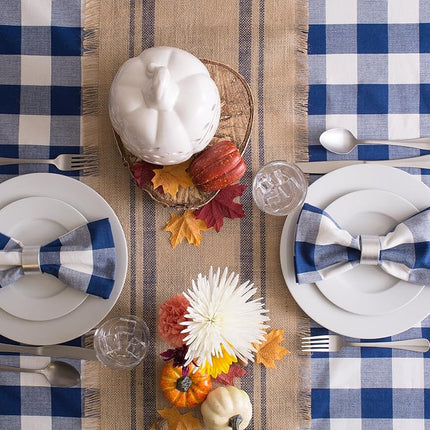 DII Buffalo Check Collection, Classic Farmhouse Tablecloth, Tablecloth, 70" Round, Navy & Cream