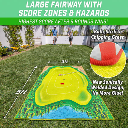 GoSports Mid-Size Chip N' Stick Golf Game - Includes 1 Game Mat, 8 Grip Golf Balls, and Chipping Mat