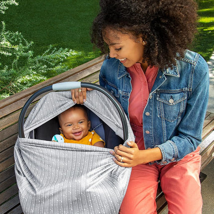 Munchkin 5 in 1 Car Seat Cover, Versatile Nursing High Chair & Baby Carrier with XtraGuard Technology Silver Ion (Grey)