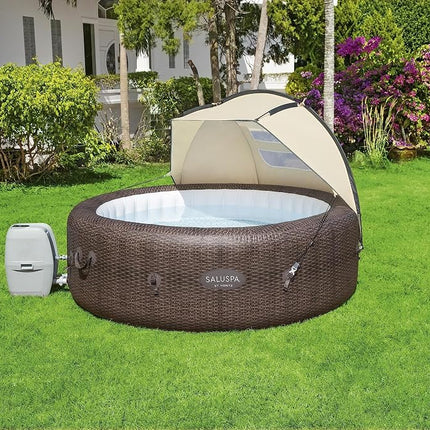 Bestway SaluSpa Windproof UV Protection Sun Shade Canopy Attachment Accessory with Mesh Windows for Round Inflatable Hot Tub Spas (Canopy Only)