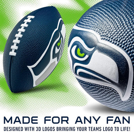Franklin Sports NFL Football Seattle Seahawks - Ballon de football en mousse pour enfants - Ballon de football souple - Mini taille jour de match - Logos 3D de 8,5 pouces !