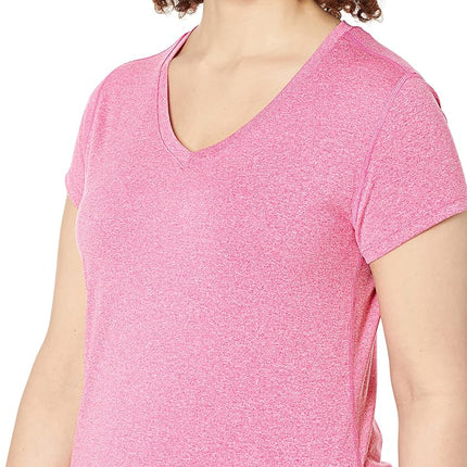 Hanes womensO9032Sport Women's Heathered Performance V-Neck Tee Short Sleeves Shirt - Pink - X-Large