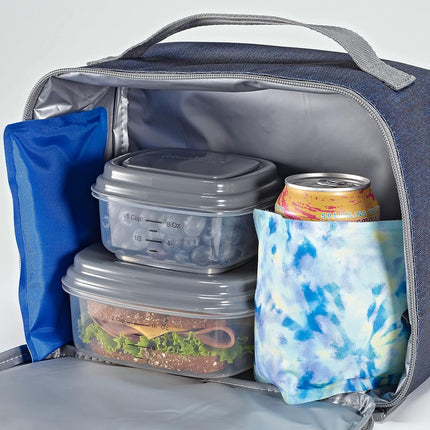 Fit & Fresh Cool Coolers 2 Pack Soft Ice, Flexible Stretch Nylon Reusable Ice Packs for Lunch Boxes & Coolers, Aqua Tye Dye