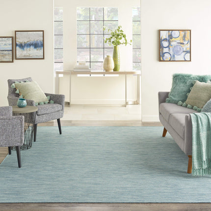 Nourison Positano Indoor-Outdoor Aqua 7' x 10' Area Rug, Easy Cleaning, Non Shedding, Bed Room, Living Room, Dining Room, Backyard, Deck, Patio (7x10)