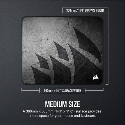 Corsair MM300 PRO Premium Spill-Proof, Stain-Resistant Cloth Gaming Mouse Pad (36 x 30 cm Surface, Micro-Weave Fabric, 3 mm Thick Plush Rubber, Durable Anti-Fray Edges) Medium, Black/Grey