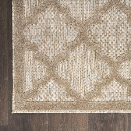 Alfombra Nourison Easy Care para Interiores/Exteriores Beige Natural de 1,5 x 2,1 m, Marroquí, Enrejado, Dormitorio, Sala de Estar, Patio Trasero, Terraza, Patio, Fácil de Limpiar, No Suelta Pelo