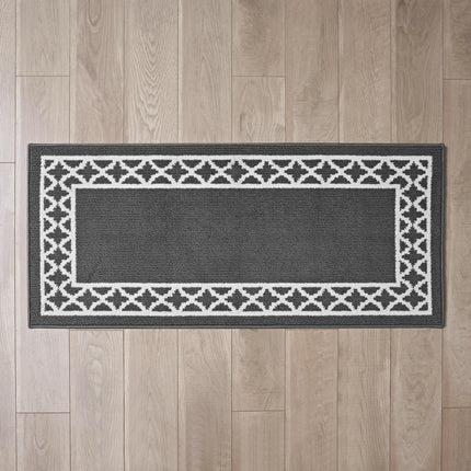 Nautica – Runner Rug | Indoor Runners for Hallways and Entry Rugs| Non-Slip and Non-Skid Entry and Kitchen Door Mat| Machine Washable Entryway Carpet Rugs | 26" x 72"| Trellis Dark Grey
