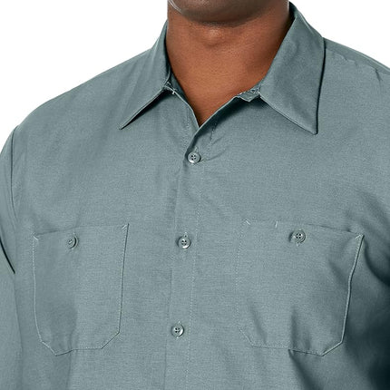 Red Kap Men's Industrial Work Shirt, Regular Fit, Long Sleeve Utility Button, Light Green, M