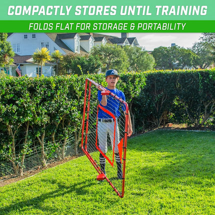 GoSports 6 ft x 3.5 ft Baseball & Softball Pitching and Fielding Rebounder Trainer - Adjustable Angle Pitch Back Return Net - Practice Grounders, Pop Flies, Line Drives