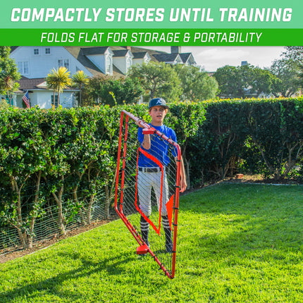 GoSports 6 ft x 3.5 ft Baseball & Softball Pitching and Fielding Rebounder Trainer - Adjustable Angle Pitch Back Return Net - Practice Grounders, Pop Flies, Line Drives