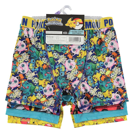 Pokemon Boys' Boxer Brief Multipacks with Pikachu, Evee, Squirtle, Jigglypuff and More in Sizes 4, 6, 8, 10 and 12, 4-Pack Athletic Boxer Brief, 4