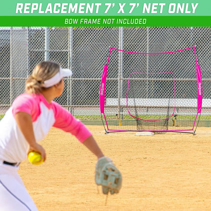GoSports Team Tone Replacement 7 ft x 7 ft Baseball/Softball Net - Compatible with GoSports Brand 7 ft x 7 ft Baseball Net - Frame Not Included - Pink