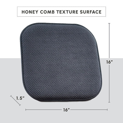 Elegant Comfort 4 Pack Chair Cushion Covers - Skid-Proof Rubber Backing - 16 x 16 Inch - Thick Dining Square Shape Seat Covers - Comfortable Textured Chair Pads with Ties - Honeycomb Pattern, Gray