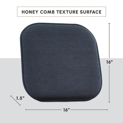 Elegant Comfort, juego de 2 fundas para cojines de silla, reverso de goma antideslizante, 40 x 40 cm, fundas gruesas de asiento cuadrado para comedor, cómodas almohadillas texturizadas para silla con lazos, patrón de panal, gris