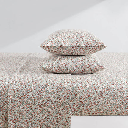 Laura Ashley - Queen Sheets, Cotton Percale Bedding Set, Crisp & Cool Home Decor (Emogene Burnt Orange, Queen)