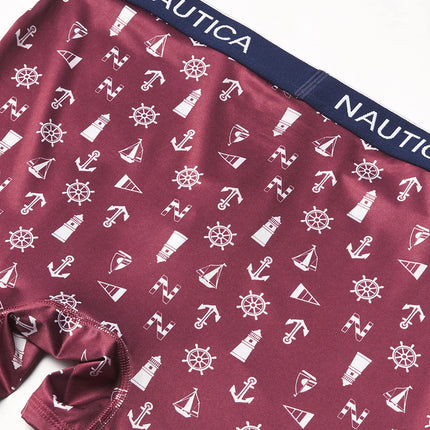 Nautica Men's 4 Pack Micro Boxer Brief, Peacoat/Royal Burgundy/Monaco Blue/Light House Royal, Small