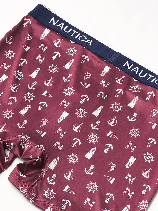Nautica Men's 4 Pack Micro Boxer Brief, Peacoat/Royal Burgundy/Monaco Blue/Light House Royal, Small