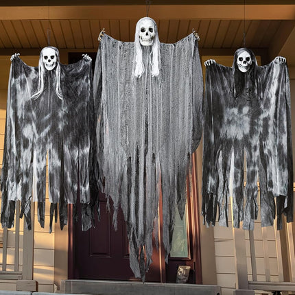 JOYIN 3 Pcs Hanging Halloween Skeleton Ghosts Decorations Outdoor, Grim Reapers for Best Halloween Outdoor Decorations, Haunted Haunted House Prop, Party Supplies