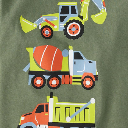 The Children's Place Camisetas gráficas de manga corta con vehículos para bebés y niños pequeños, paquete múltiple, paquete de 2 de Cumpleaños/Construcción, 12-18 meses